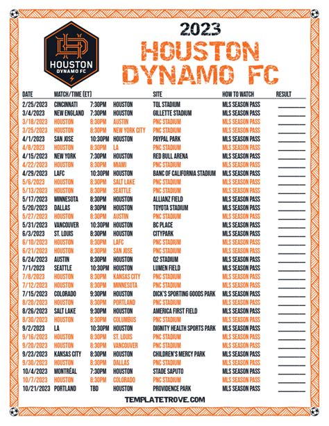 Houston Dynamo Schedule