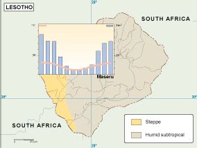 Lesotho climate map. EPS Illustrator Map | A vector eps maps designed by our cartographers named ...