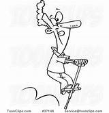 Black And White Outline Cartoon Guy Hopping On A Pogo Stick Leap Day  sketch template