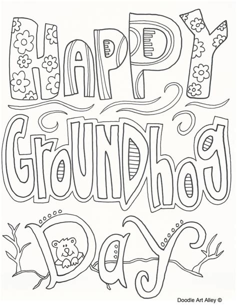 Groundhog Day Coloring Pages - DOODLE ART ALLEY