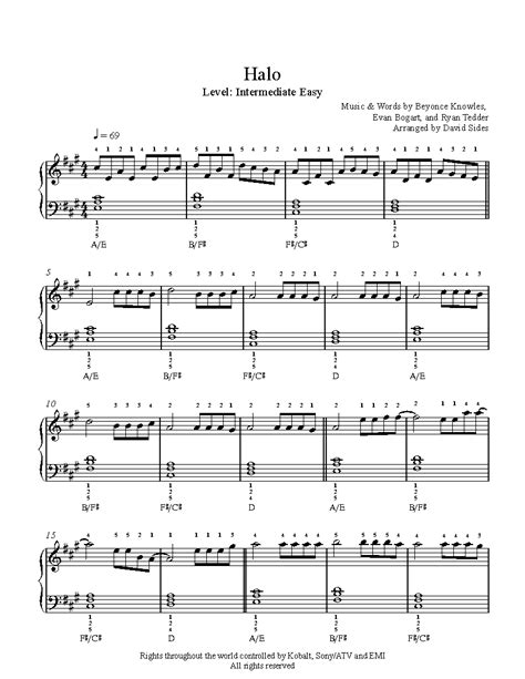 Halo by Beyoncé Knowles Piano Sheet Music | Intermediate Level | Piano ...