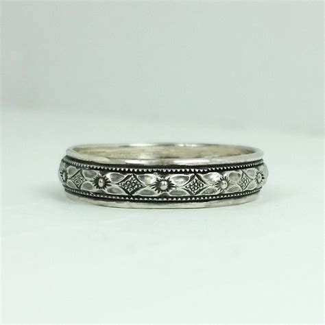 Womens Wedding Band Vintage Style in Sterling Silver - Etsy