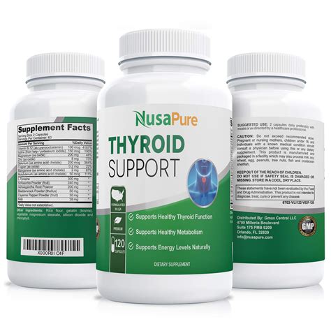 Premium Thyroid Support Supplement (Non-GMO) 120 caps for Hypothyroidism with Ashwaganda, Iodine ...