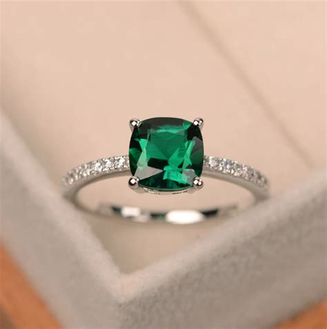 Square May Birthstone Ring