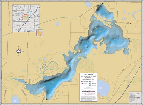 Lake Beulah Wall Map - Mapping Specialists Limited