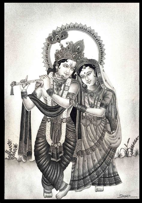 Sketch Of Krishna And Radha at PaintingValley.com | Explore collection ...