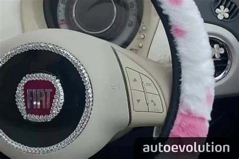 Influencer Gives Her Fiat 500 a Shiny, Fluffy Pink Interior Makeover ...