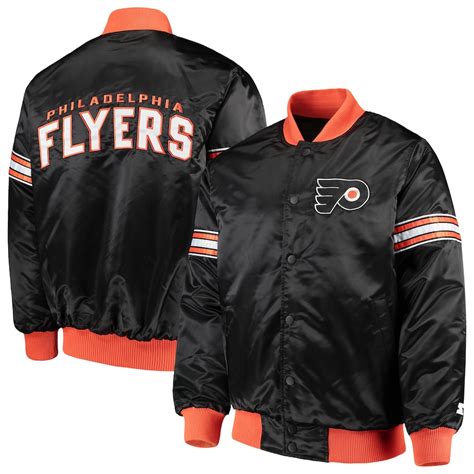 Men's Philadelphia Flyers Starter Black Draft Pick Varsity Satin Full ...