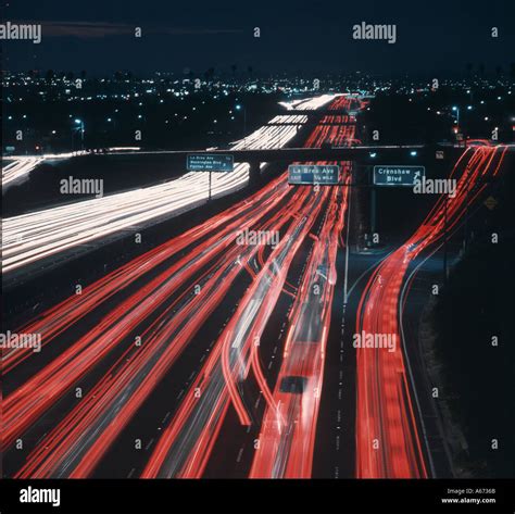 Los Angeles California freeway at night Stock Photo - Alamy