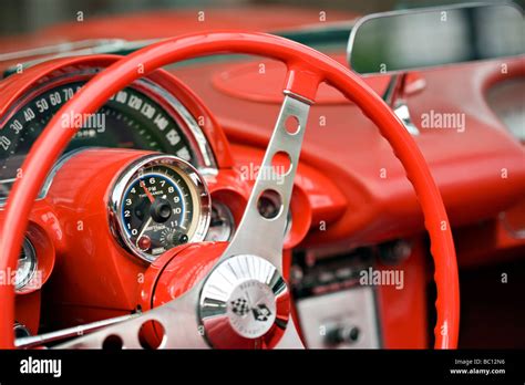 interior of 1957 chevrolet corvette vintage car Stock Photo - Alamy