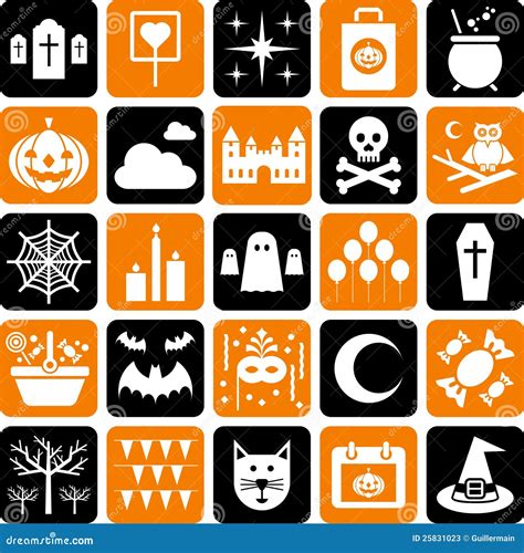 Halloween Icons Party Symbols Cartoon Vector | CartoonDealer.com #25831023