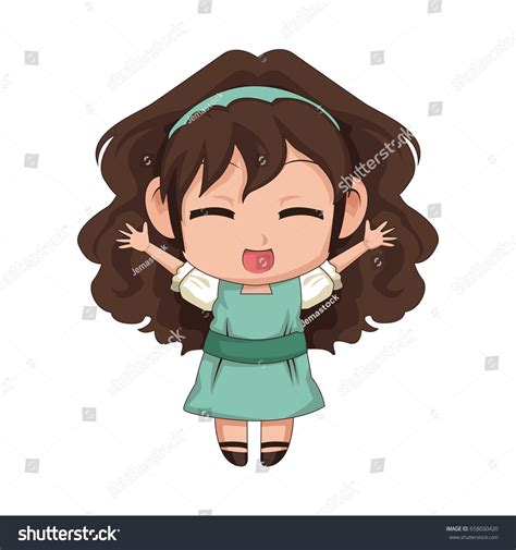 Cute Anime Chibi Little Girl Cartoon 스톡 벡터(로열티 프리) 658030420 | Shutterstock