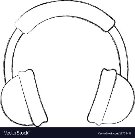 Sketch draw headphones cartoon Royalty Free Vector Image