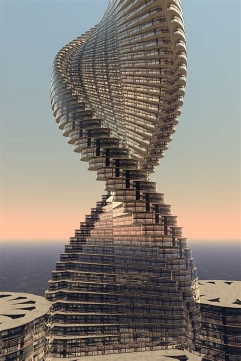 an artistic rendering of a spirally shaped building