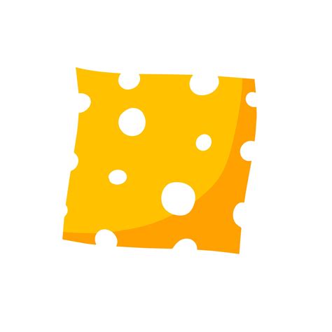 Piece of cheese. Slice food. Yellow ingredient with holes. Roquefort dairy products. Flat ...