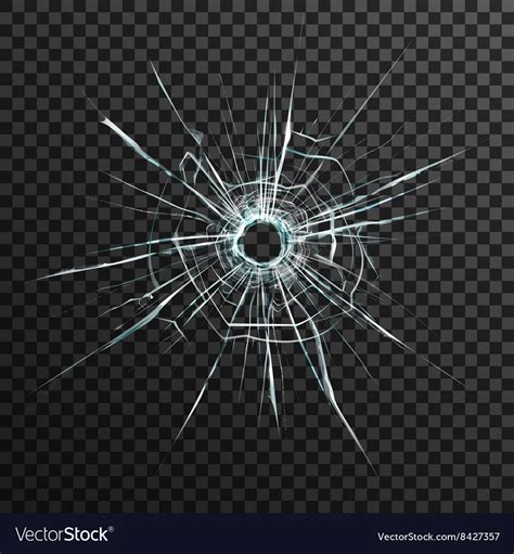 Bullet hole in transparent glass Royalty Free Vector Image