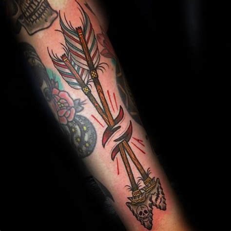 50 Traditional Arrow Tattoo Designs For Men - Archery Ideas Half Sleeve Tattoos Forearm, Outer ...