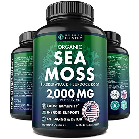 Organic Sea Moss Capsules - Burdock Root, Irish Moss and Bladderwrack ...