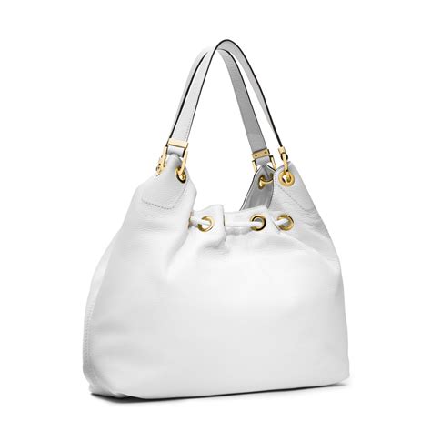 Michael Kors Camden Large Leather Shoulder Bag in White - Lyst