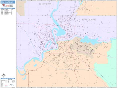 Eau Claire Wisconsin Wall Map (Color Cast Style) by MarketMAPS - MapSales.com