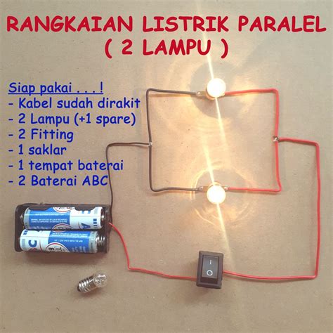 Jual Rangkaian listrik PARALEL 2 LAMPU tugas praktek sekolah SD SMP Indonesia|Shopee Indonesia