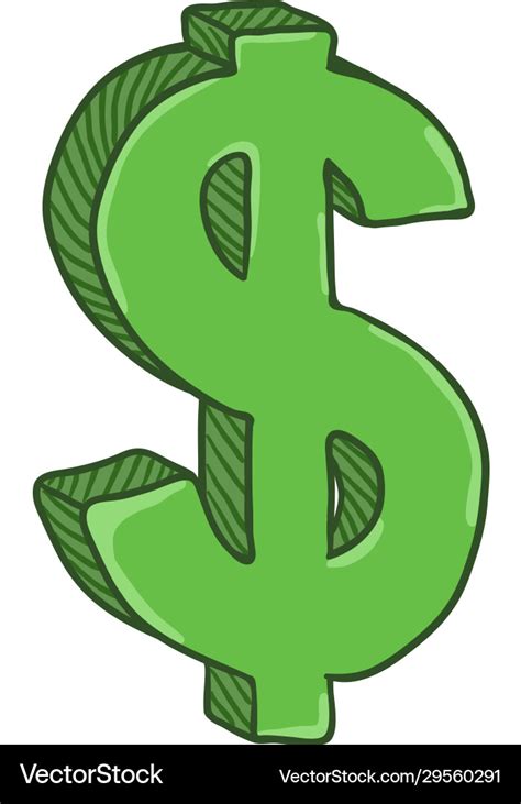 Cartoon green currency sign us dollar sign Vector Image