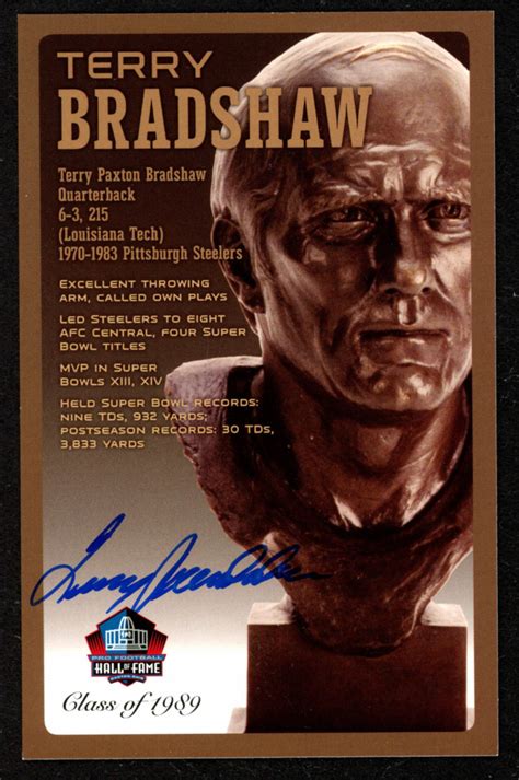 Terry Bradshaw Signed LE Football Hall of Fame 3.5x5.5 Postcard ...