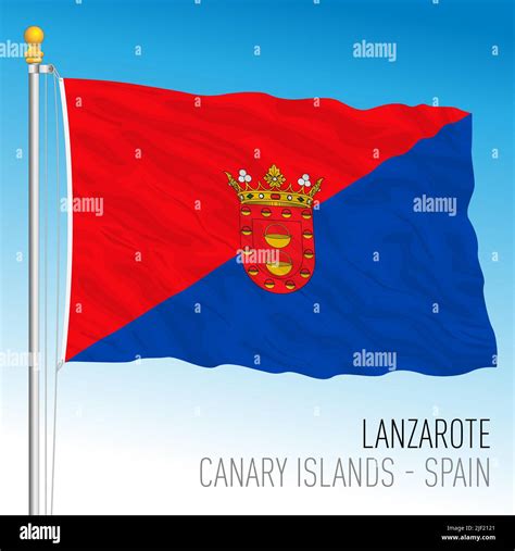 Lanzarote island flag, Canary Islands, Spain, vector illustration Stock ...