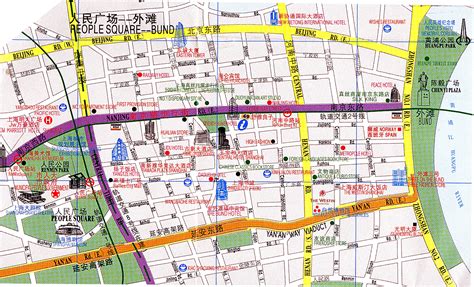 Shanghai Peoples Square to Bund Tourist Map - Bund Shanghai China • mappery