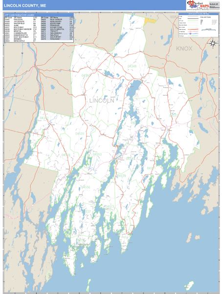 Lincoln County, Maine Zip Code Wall Map | Maps.com.com