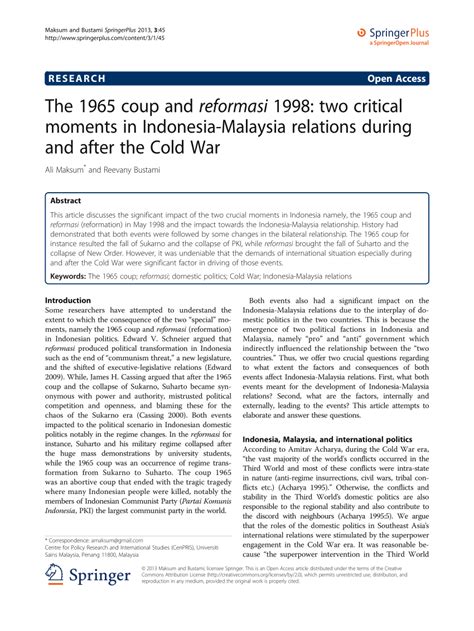 (PDF) The 1965 coup and reformasi 1998: Two critical moments in ...