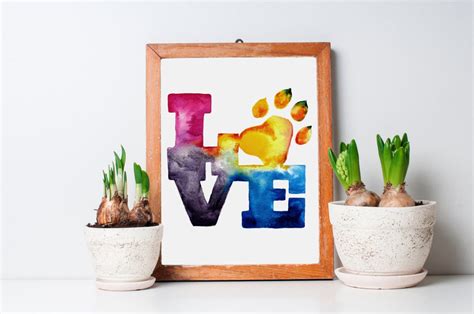 Colorful Pet LOVE watercolor Art Print SALE | Etsy