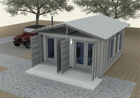 2×20-foot-container-house-v2 Exterior Open