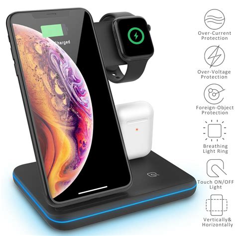 For Google Pixel 4/4 XL Qi Wireless Charger 3 In 1 Stand Fast Charging 15W Dock - Chargers & Cradles