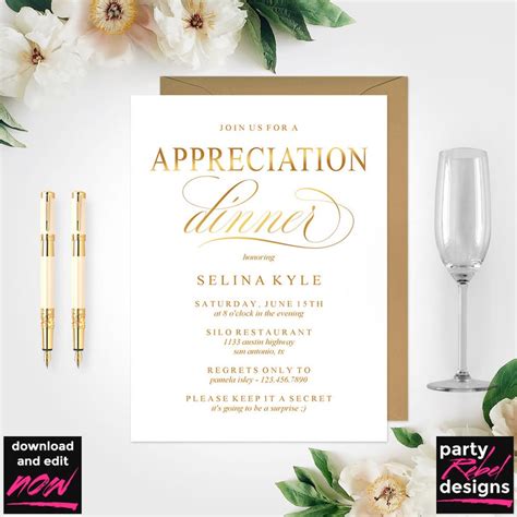 Appreciation Dinner Invitation Printable Template | Etsy