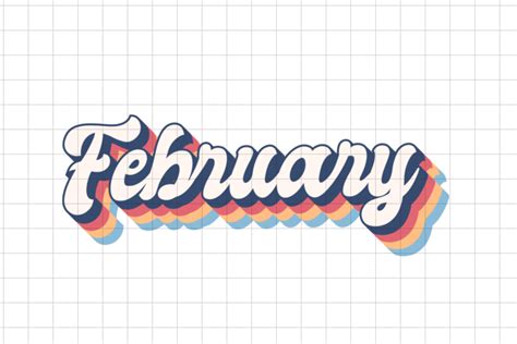 February Month Calendar Retro Vintage Graphic by HappyDesigns ...