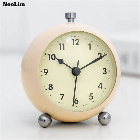 NOOLIM Bedside Simple Metal Alarm Clock Creative Mute Night Light Cute ...