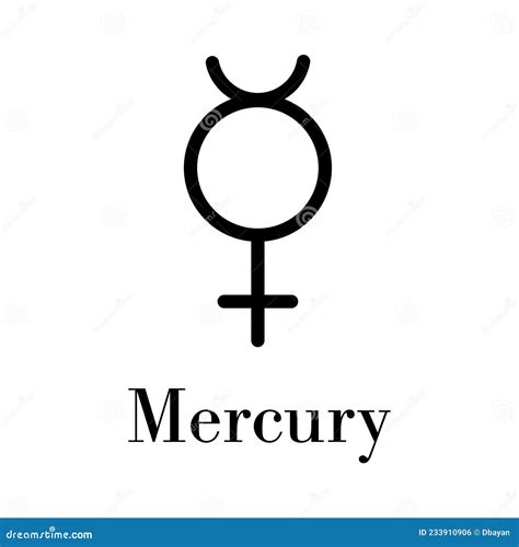 Outline Mercury Planet Symbol - Vector Isolated Icon for Astrology and ...