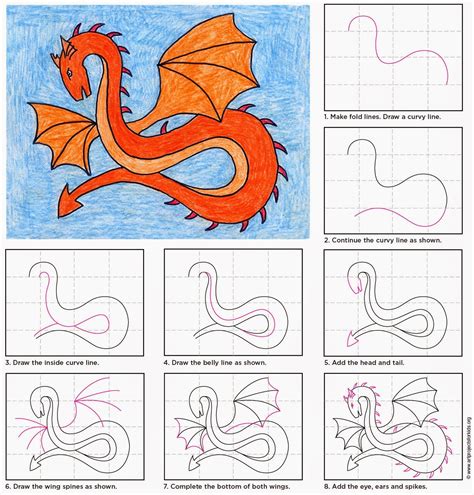 Art Projects for Kids: Draw a Spiked Dragon | Art drawings for kids, Art lessons, Dragon art