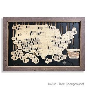 National Park Travel Map, Wood National Park Map, National Park Gift, National Park Map, Wood ...