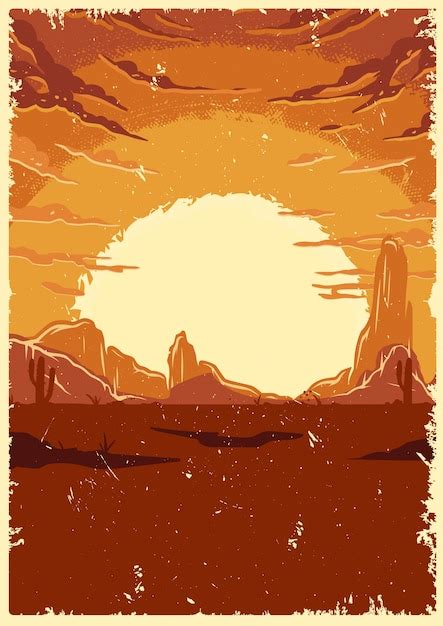 Free Vector | Desert landscape vintage illustration