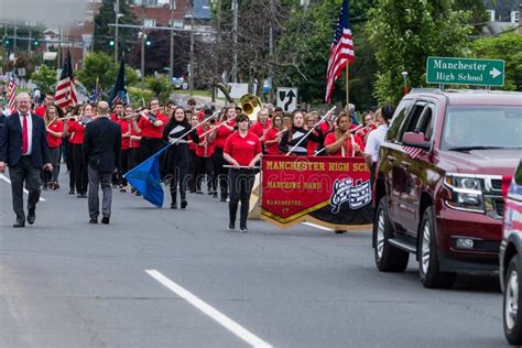 Manchester Connecticut High School Band in Red Uniform Editorial Stock ...