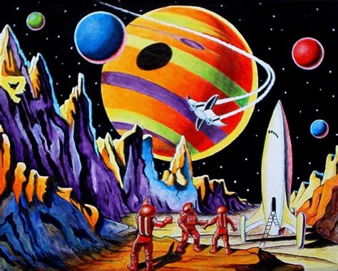 8 1/2 x 11 retro space explorers art print from by wardartstudios