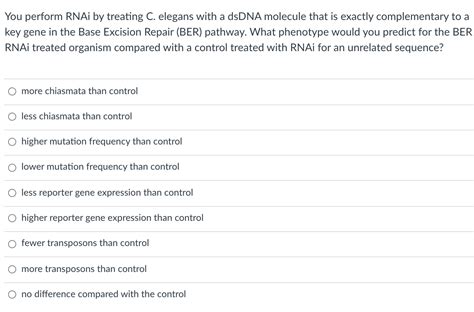 Solved You perform RNAi by treating C. elegans with a dsDNA | Chegg.com