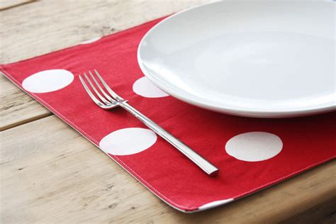 Cloth Placemats - Red with White Polka Dots - Set of 4 | Polka dots, Polka