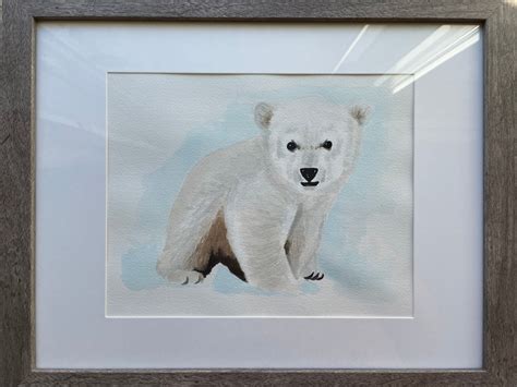 Polar Bear Cub Watercolor Painting | Etsy