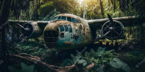 Premium Photo | Abandoned military aircraft sitting in overgrown forest ...