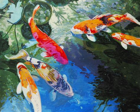 The Koi Series of paintings focus on vividly colored fish - Japanese ...