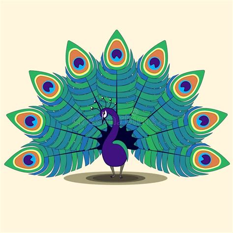 Cartoon Peacock Bird with a Beautiful Tail Stock Vector - Illustration ...