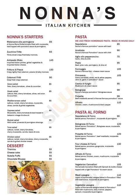 Nonna’s Italian Kitchen menù, Umhlanga - Main Menu | Sluurpy